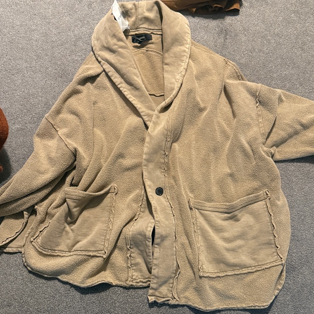 Forever 21 Tan Shawl Collar Cardigan Sweatshirt